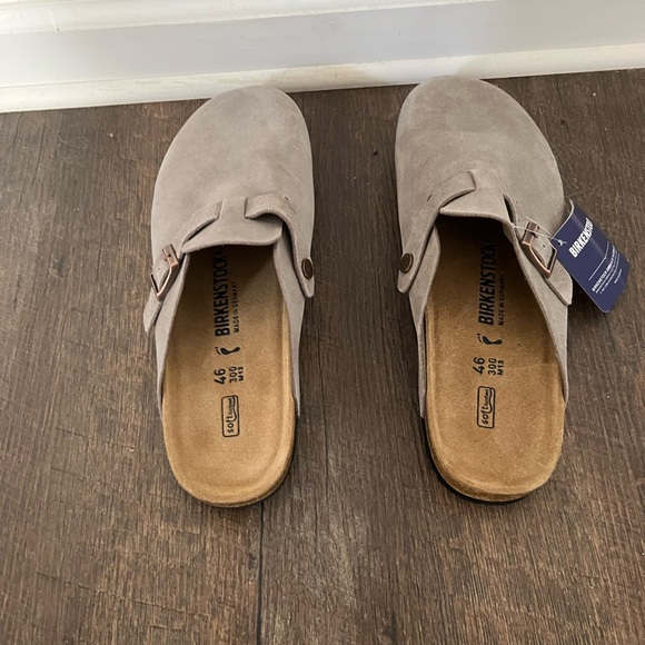 Birkenstock Taupe Suede Clogs - Picture 2 of 3